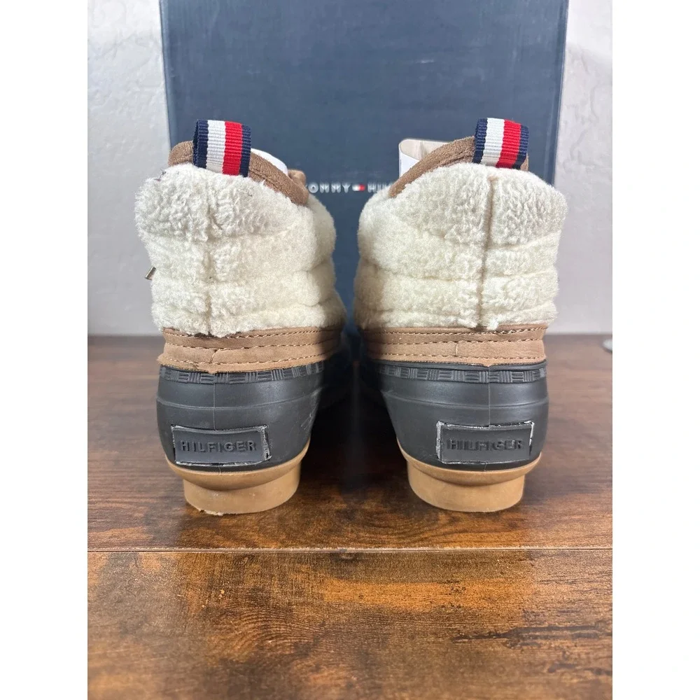 Tommy Hilfiger Roana Womens Duck Boots Dark Brown Cream Faux Shearling 6M